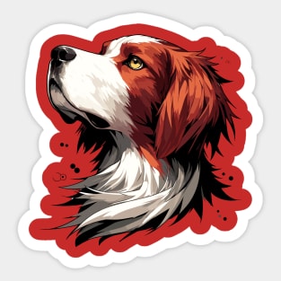 Stunning and Cool Irish Red and White Setter Monochrome and Gold Portrait for Father's Day Sticker